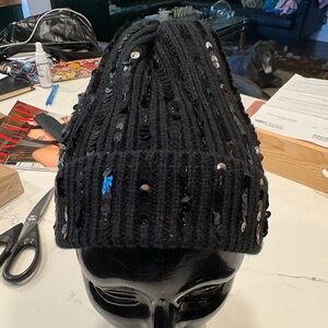 Black Sequin Beanie
